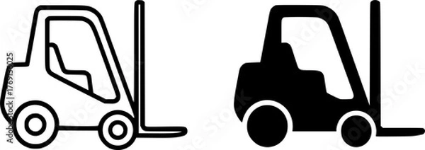 Obraz Minimalist icon, forklift vector, black and white, outline and silhouette