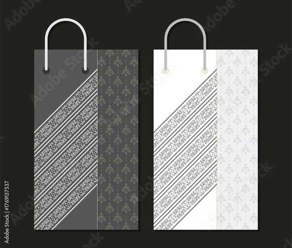 Obraz Elegant Decorated Shopping Paper Bag Mockup Template in Gray and White