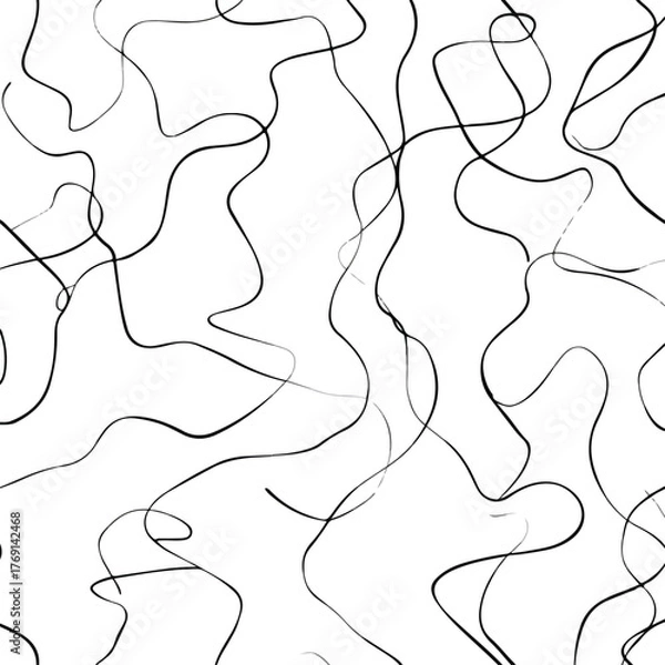Obraz Abstract continuous line chaotic scribble art