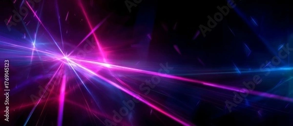 Fototapeta Abstract Light Rays, Pink and Blue, on Black Background.