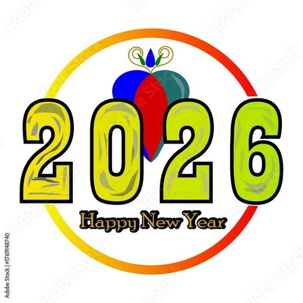 Fototapeta Colorful 2026 New Year celebration with bright fireworks, confetti, glowing numbers 2026, festive lights, and joyful atmosphere symbolizing happiness, hope, and new beginnings