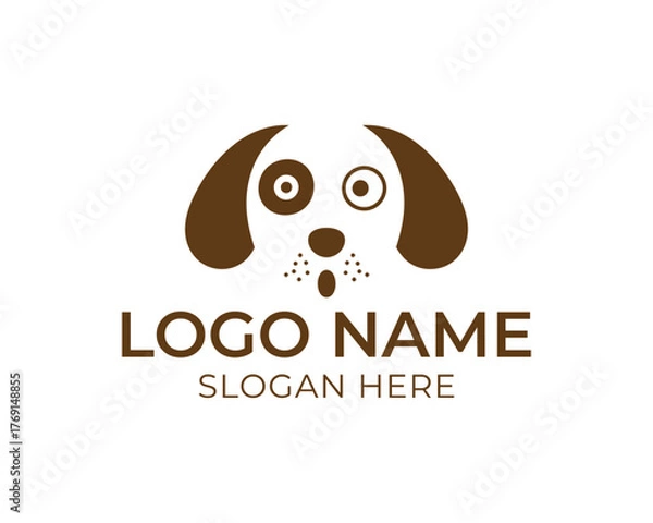 Fototapeta Elegant dog logo design isolated on white background featuring a sleek canine silhouette within a circle, perfect for pet related businesses and animal friendly organizations