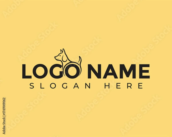 Fototapeta A minimalist logo design featuring a dog outline, perfect for a modern petrelated startup, online pet supply store, or innovative animal care service, conveying simplicity