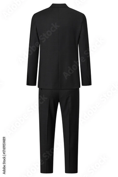 Obraz Back view of a formal dark suit for men on white background
