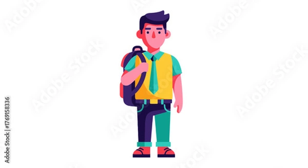 Fototapeta A Student Figure In Colorful Outfit Representing Education And Academic Pursuit