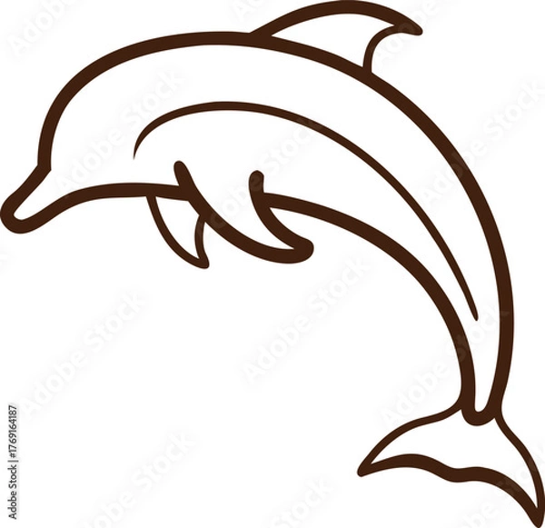 Fototapeta Minimalist Dolphin Icon – Clean Line Art of Leaping Marine Mammal for Ocean, Wildlife, and Nature Themes