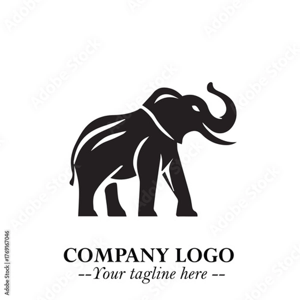 Fototapeta Majestic Elephant Logo Symbol in Black on White Background with Elegant Minimalist Modern Design