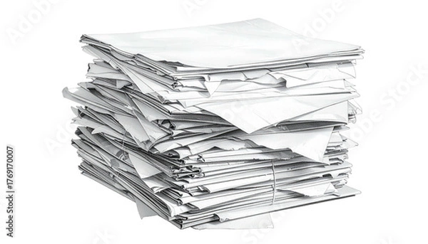 Obraz Overwhelming stack of white paper, disheveled