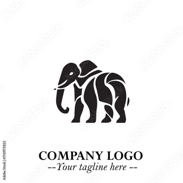 Fototapeta Majestic Elephant Logo Symbol in Black on White Background with Elegant Minimalist Modern Design
