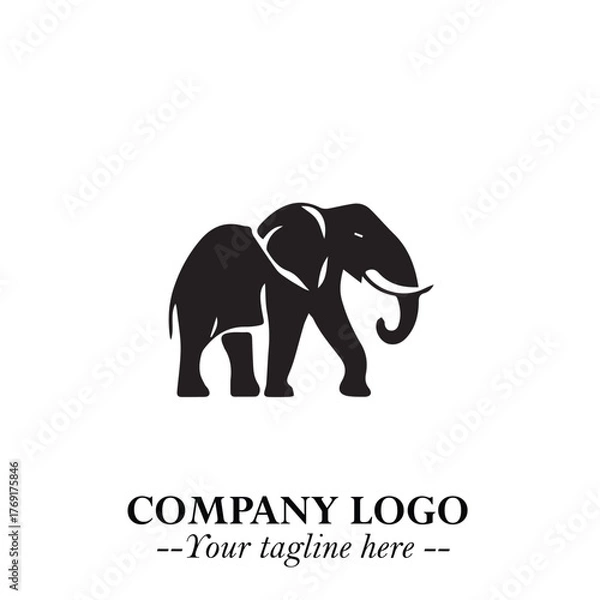 Obraz Majestic Elephant Logo Symbol in Black on White Background with Elegant Minimalist Modern Design