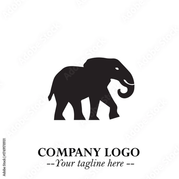 Obraz Majestic Elephant Logo Symbol in Black on White Background with Elegant Minimalist Modern Design