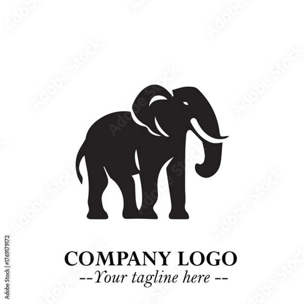 Obraz Majestic Elephant Logo Symbol in Black on White Background with Elegant Minimalist Modern Design