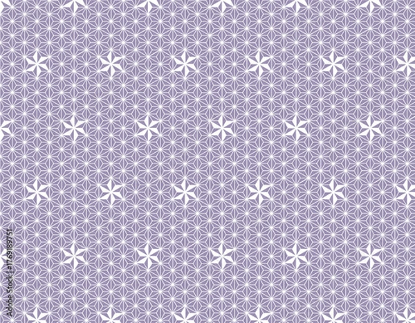 Fototapeta ファブリック素材　おしゃれな和柄背景　麻の葉　藤色