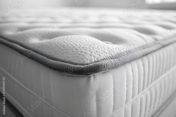 Fototapeta Close up Mattress corner isolated on white background.