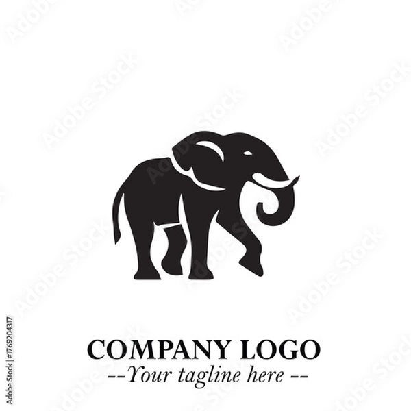 Fototapeta Majestic Elephant Logo Symbol in Black on White Background with Elegant Minimalist Modern Design
