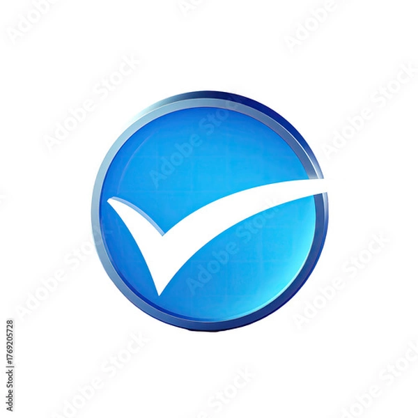 Obraz Blue circle with white checkmark inside