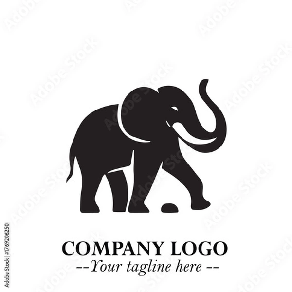 Fototapeta Majestic Elephant Logo Symbol in Black on White Background with Elegant Minimalist Modern Design