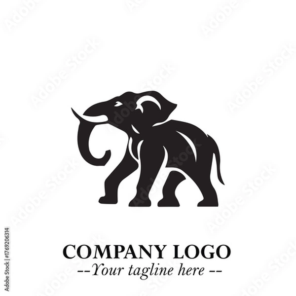 Fototapeta Majestic Elephant Logo Symbol in Black on White Background with Elegant Minimalist Modern Design