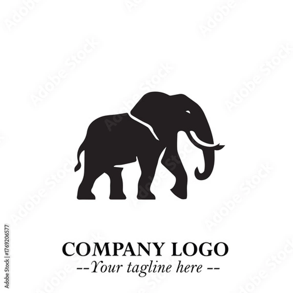 Fototapeta Majestic Elephant Logo Symbol in Black on White Background with Elegant Minimalist Modern Design