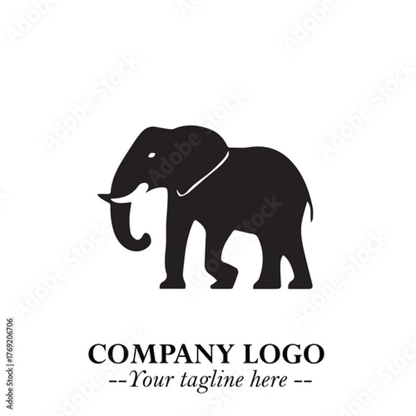 Fototapeta Majestic Elephant Logo Symbol in Black on White Background with Elegant Minimalist Modern Design