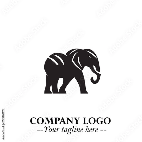 Fototapeta Majestic Elephant Logo Symbol in Black on White Background with Elegant Minimalist Modern Design