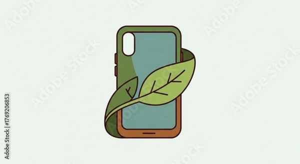 Obraz Ecofriendly phone case concept with a leaf design, promoting sustainable and environmentally conscious mobile accessories
