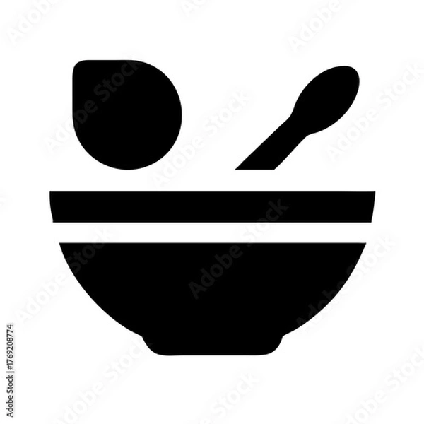 Obraz Bowl with Spoon Solid Icon