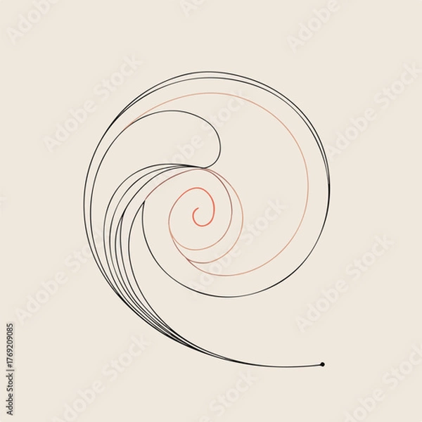 Fototapeta Sleek Spiral Line Art Creation