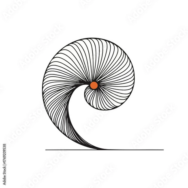 Fototapeta Abstract Spiral Line Art in Minimal Style