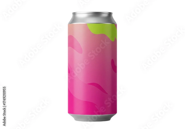 Obraz Isolated canned beverage with abstract pink and green design for refreshment or promotion