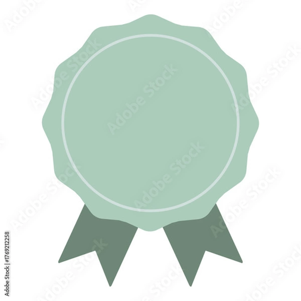 Obraz シンプルで可愛いグリーンのメダルの勲章のイラスト