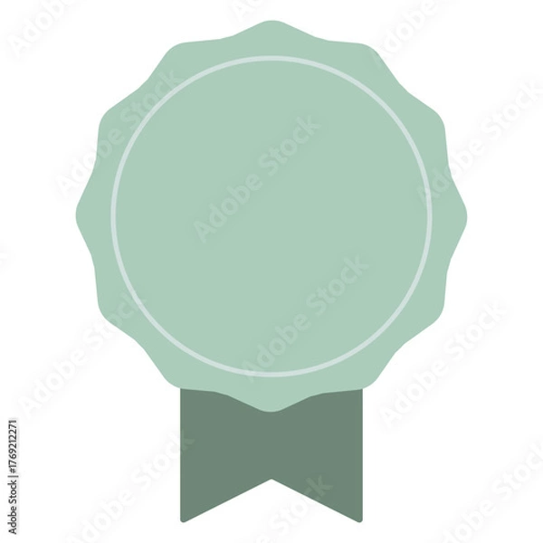 Obraz シンプルで可愛いグリーンのメダルの勲章のイラスト