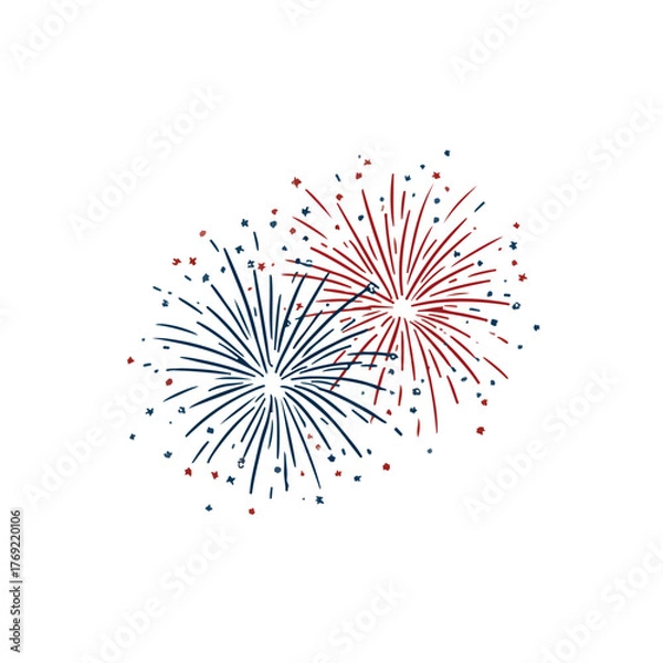 Fototapeta Sleek Independence Day Fireworks Illustration