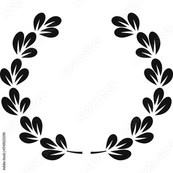 Fototapeta Black Laurel Wreath Graphic Design Element On Transparent Background Celebrating Victory And Achievement