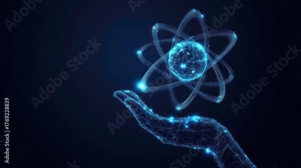 Obraz A hand holding an atom