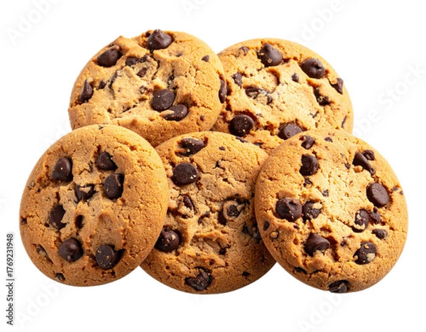 Fototapeta Chocolate chip cookies isolated. PNG transparency.