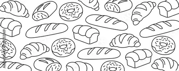 Fototapeta seamless pattern with black and white breads