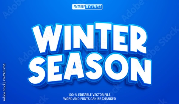 Obraz Editable 3d text style effect - Winter Season text effect Template