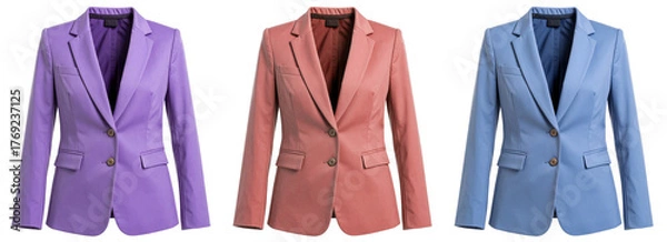 Obraz set of women blazer formal suit in three colors isolated on white background