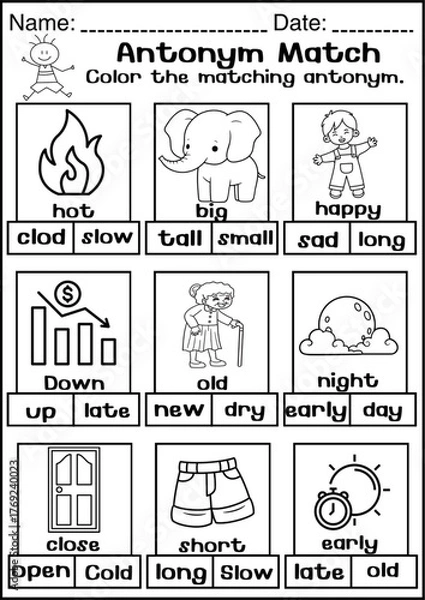 Obraz worksheet, printable worksheet, kids worksheet