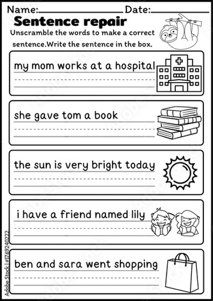 Obraz worksheet, printable worksheet, kids worksheet