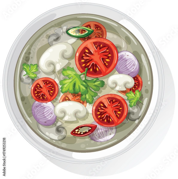 Obraz Colorful Asian Vegetable Soup Illustration