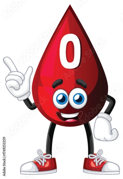 Obraz Cartoon Blood Drop Character With O Blood Type