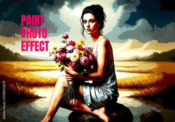 Obraz Paint Photo Effect PSD Template