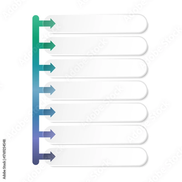 Fototapeta Vector illustration of a set of arrows, 7 steps.