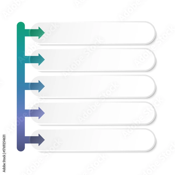 Fototapeta Vector illustration of a set of arrows, 5 steps.