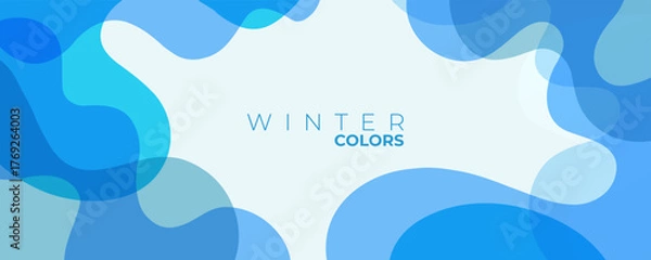 Fototapeta Winter theme abstract background. Blue colored gradient waves for Winter season creative graphic design. Vector illustration.
