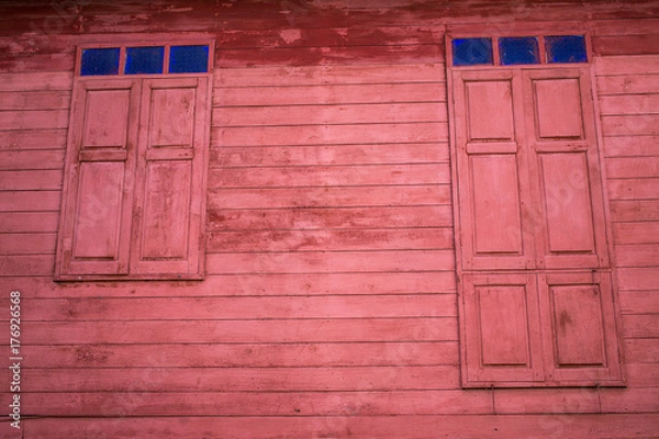 Fototapeta Vintage wooden home windows, Thailand traditional style