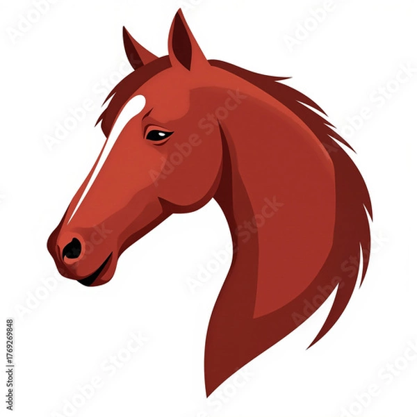 Fototapeta A red horse's head design isolated on white background.