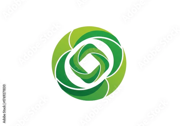 Fototapeta Green swirling abstract organic shape isolated on transparent background